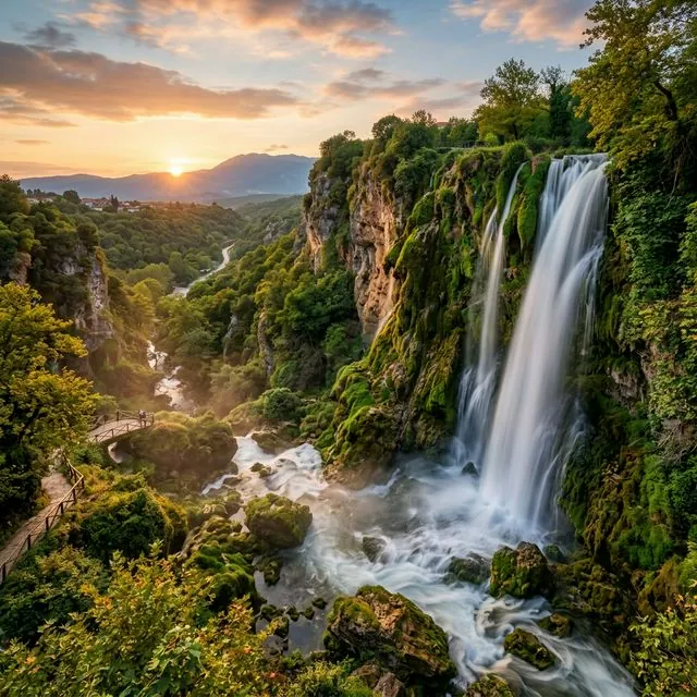 Spectacular Edessa waterfalls cascading through the city